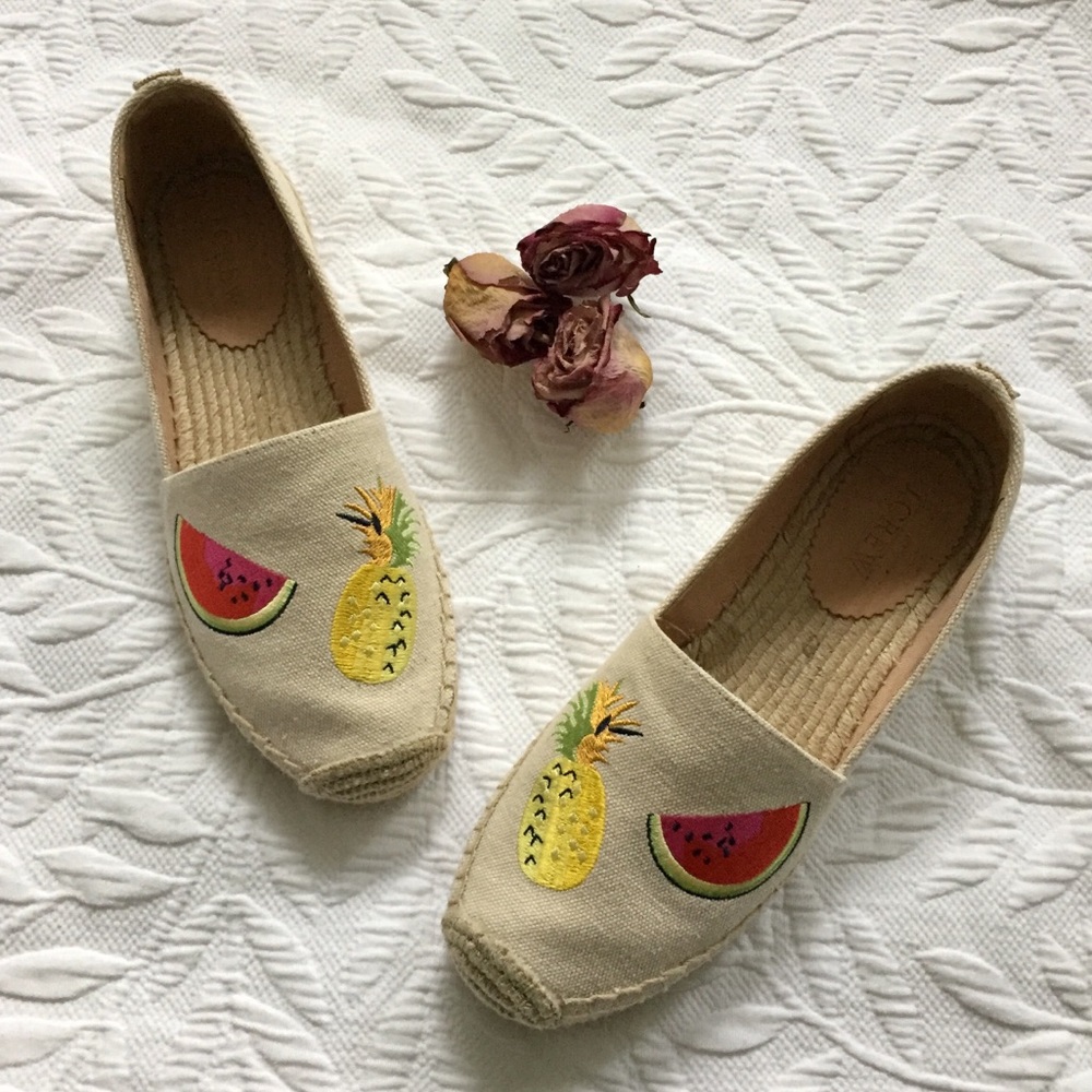 J. Crew Canvas Embroidered Fruit Espadrilles NWOB